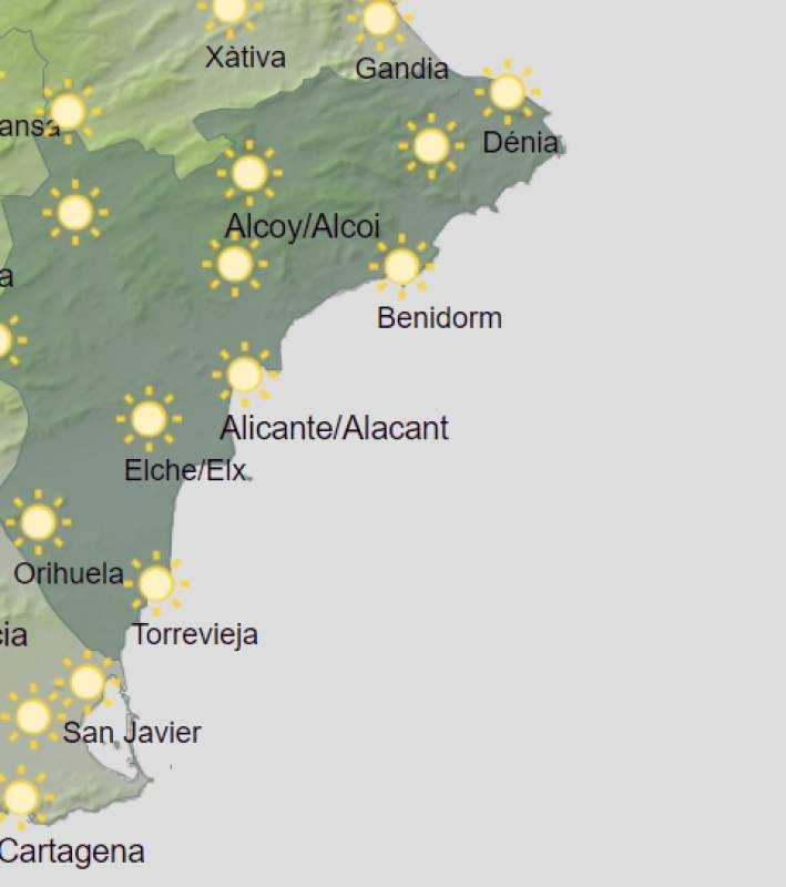 Alicante weather forecast November 28-December 1: Blue skies will dominate the weekend