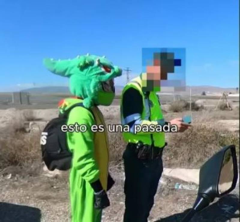 Fashion Police: Spanish officers pose for selfie with driver in dragon costume