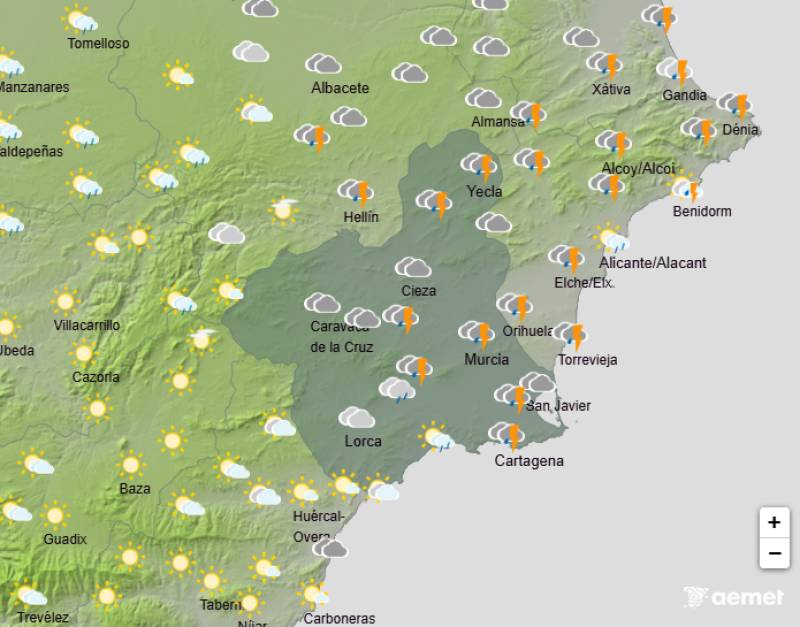 Heavy rain and storms to start the week: Murcia weather forecast Oct 13-16