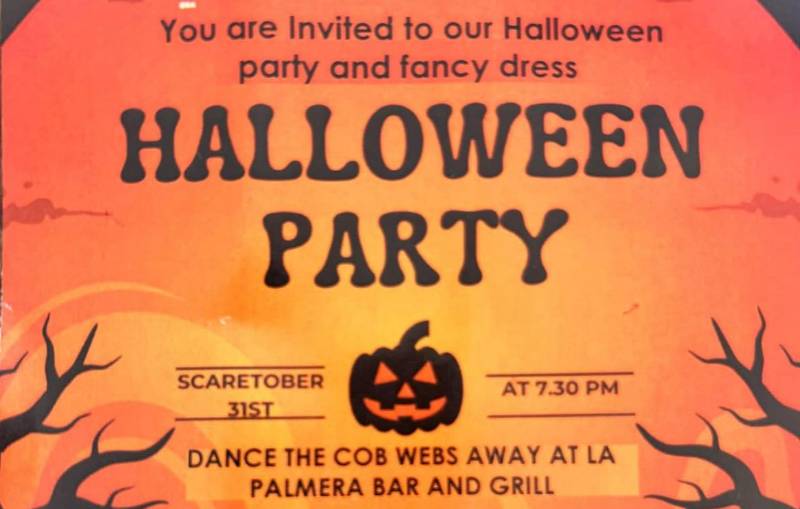 October 31 Halloween fancy dress party at La Palmera Bar & Grill
