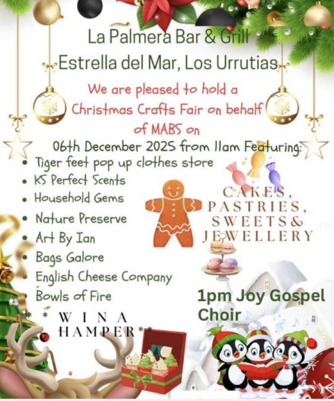 December 6 Christmas craft fair at La Palmera Bar & Grill in support of MABS