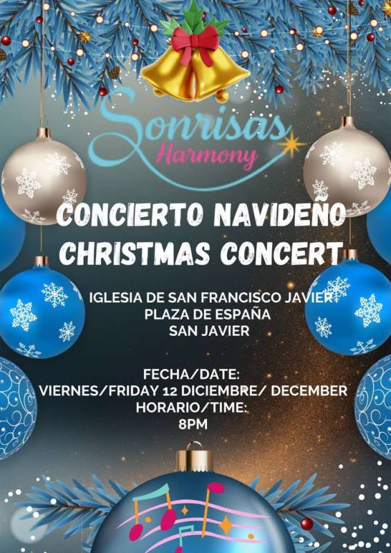 December 12 Sonrisas Harmony Christmas concert at the church in the main square of San Javier