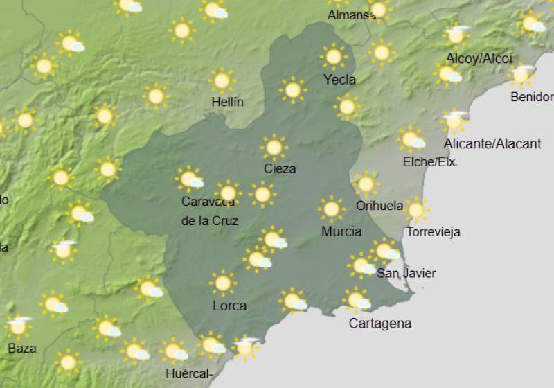 A bright but chilly weekend ahead for Murcia: Weather forecast January 8-11