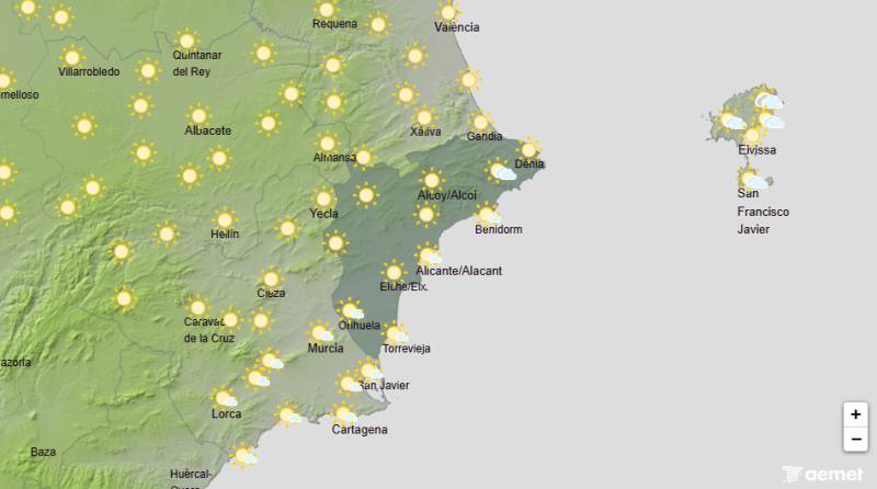 Mostly sunny weather with a chance of thunderstorms: Alicante weekend weather forecast May 14-17