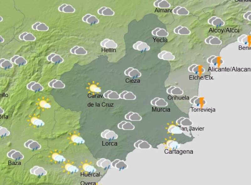 More rain and falling temps this weekend: Murcia weather forecast May 14-17