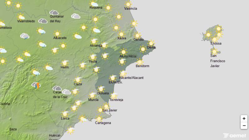 Thunderstorms could interrupt the sunny summer weekend: Alicante weekend weather August 6-9
