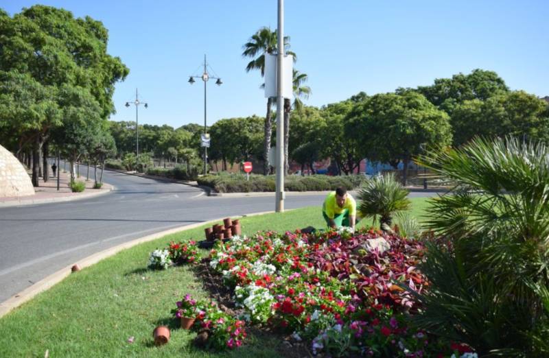 Cartagena prepares for the Carthaginians and Romans fiestas with floral decoration in the city